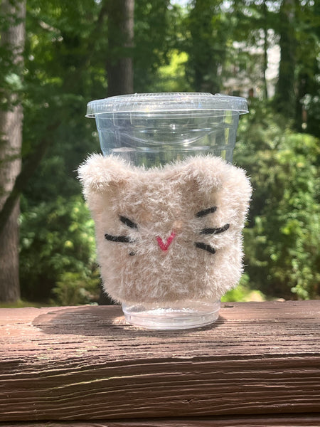 Kitty Cat Crochet Cup Coozie- handcrafted in N.C.